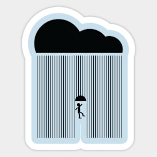 Kid with umberlla under the rain from cloud Sticker